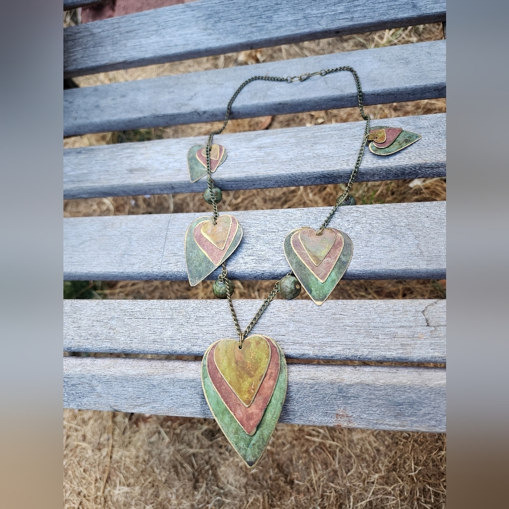 Bohemian Heart Pendant Necklace With Matching Earrings